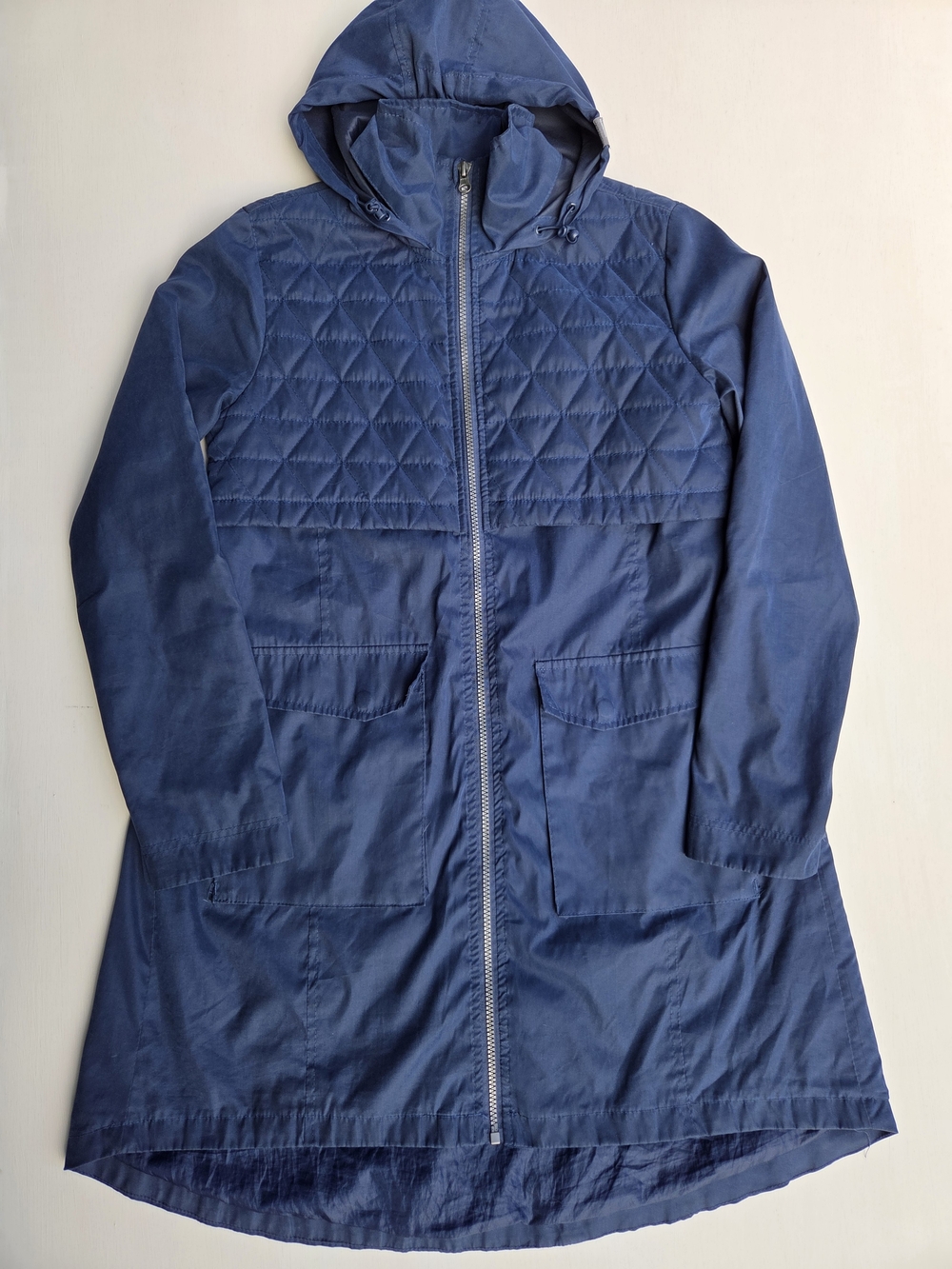 Mondetta Quilted Overlay Rain Trench Coat Navy Size-Small